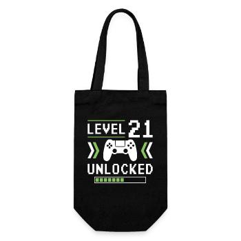 21st Birthday Level 21 unlocked - Gift Bag for Bottles - black - Front