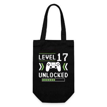 17. Geburtstag Level 17 unlocked - Geschenkbeutel für Flaschen - Schwarz - Vorne