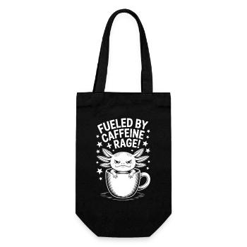 Kaffee Sprüche Koffein Lustiges Kaffee Geschenk - Geschenkbeutel für Flaschen - Schwarz - Vorne
