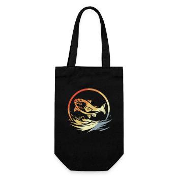 Angeln Retro Stil - Geschenkbeutel für Flaschen - Schwarz - Vorne