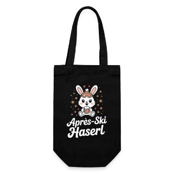 Apres Ski Haserl Hüttengaudi Skifahrerin Skihaserl - Geschenkbeutel für Flaschen - Schwarz - Vorne