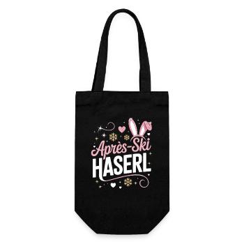 Apres Ski Haserl Hüttengaudi Skifahrerin Skihaserl - Geschenkbeutel für Flaschen - Schwarz - Vorne