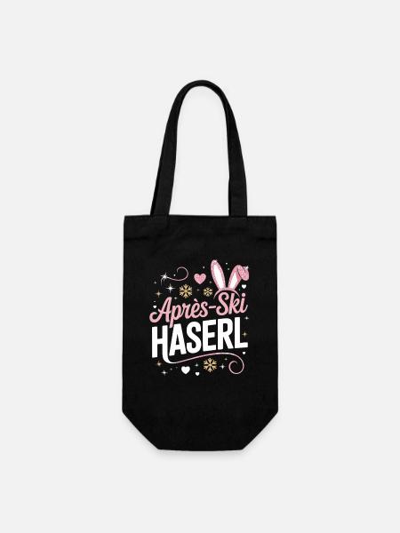 Apres Ski Haserl Hüttengaudi Skifahrerin Skihaserl - Geschenkbeutel für Flaschen - Schwarz