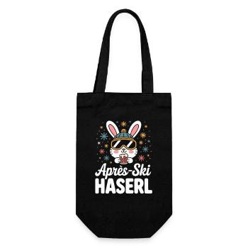Apres Ski Haserl Hüttengaudi Skifahrerin Skihaserl - Geschenkbeutel für Flaschen - Schwarz - Vorne