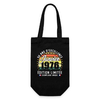 Janvier 1976 Vintage Cadeau Anniversaire 50 Ans - Geschenkbeutel für Flaschen - Schwarz - Vorne