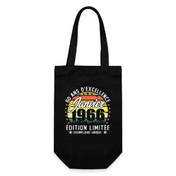 Janvier 1966 Vintage Cadeau Anniversaire 60 Ans - Sac à bouteille - noir - Devant