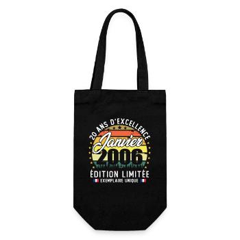 Janvier 2006 Vintage Cadeau Anniversaire 20 Ans - Geschenkbeutel für Flaschen - Schwarz - Vorne