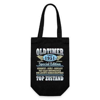 Oldtimer Baujahr 1951 Geboren Jahrgang Geburtstag - Geschenkbeutel für Flaschen - Schwarz - Vorne