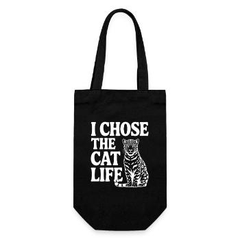 Ich habe mich für das Katzenleben entschieden - Geschenkbeutel für Flaschen - Schwarz - Vorne
