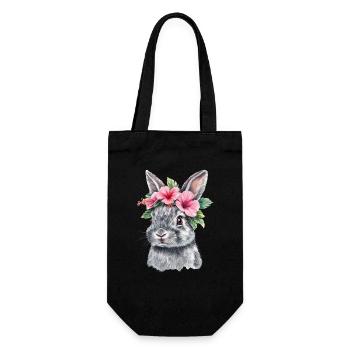Rabbit with flower wreath - Gift Bag for Bottles - black - Front