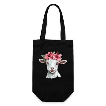 Ziege mit Hibiskuskranz - Geschenkbeutel für Flaschen - Schwarz - Vorne