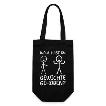 Stick Figure DID YOU LIFT WEIGHTS Funny - Gift Bag for Bottles - black - Front