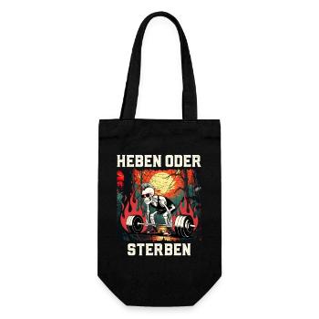 Kraftsportler HEBEN ODER STERBEN Lustiges - Geschenkbeutel für Flaschen - Schwarz - Vorne