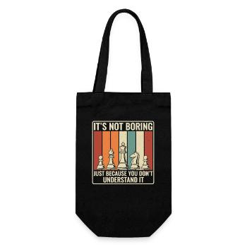 Chess is not boring – Retro Strategy Desi - Gift Bag for Bottles - black - Front
