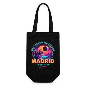 Solar Cat Madrid Eclipse 2026 - Geschenkbeutel für Flaschen - Schwarz - Vorne