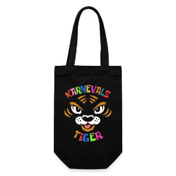 Karnevals Tiger | buntes Faschings Kostüm - Geschenkbeutel für Flaschen - Schwarz - Vorne