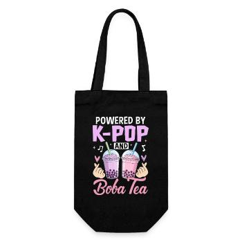 Powered By K Pop And Boba Tea - Gift Bag for Bottles - black - Front
