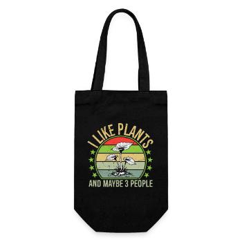 I Like Plants And Maybe Three People Vintage - Geschenkbeutel für Flaschen - Schwarz - Vorne
