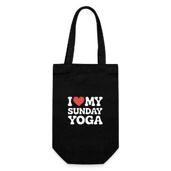 I love my Sunday Yoga - Geschenkbeutel für Flaschen - Schwarz - Vorne