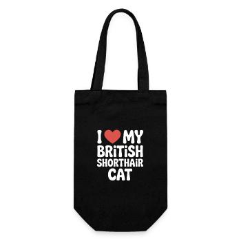 Ich liebe meine britische Kurzhaarkatze - Geschenkbeutel für Flaschen - Schwarz - Vorne