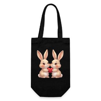 Twin Bunny Heart Joy - Gift Bag for Bottles - black - Front