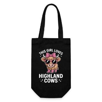 Hochlandrind Sprüche Lustige Hochlandrind Geschenk - Geschenkbeutel für Flaschen - Schwarz - Vorne