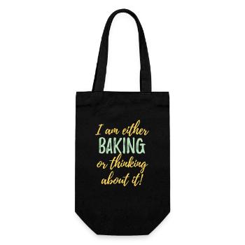 Ich backe entweder oder denke darüber nach. - Geschenkbeutel für Flaschen - Schwarz - Vorne