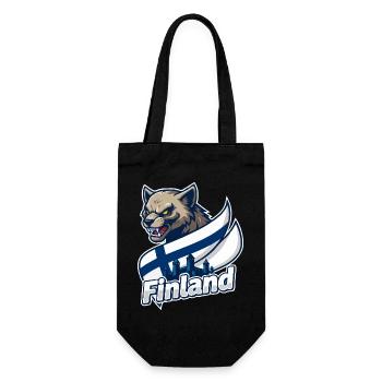 Finland Wolf with Finnish Flag - Gift Bag for Bottles - black - Front