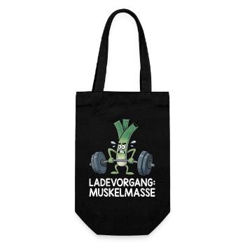 Gewichtheber LADEVORGANG MUSKELMASSE Lustig - Geschenkbeutel für Flaschen - Schwarz - Vorne