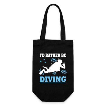 I'd rather be diving - Diver Saying Gift - Gift Bag for Bottles - black - Front