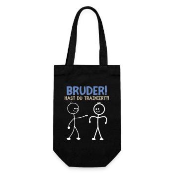 Strichmännchen HAST DU TRAINIERT LUSTIG - Geschenkbeutel für Flaschen - Schwarz - Vorne
