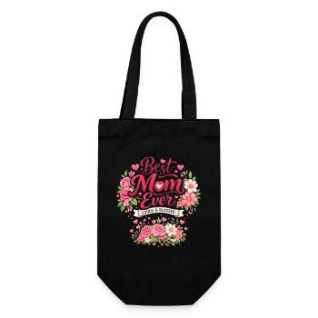 Beste Mama Ever Blütenkranz - Geschenkbeutel für Flaschen - Schwarz - Vorne