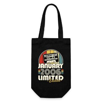 Retro-Geburtstagsgeschenk im Januar 2006 - Geschenkbeutel für Flaschen - Schwarz - Vorne