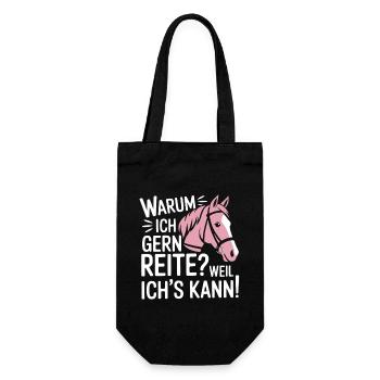 Reiterin Reiten Sprüche Warum ich reite - Geschenkbeutel für Flaschen - Schwarz - Vorne