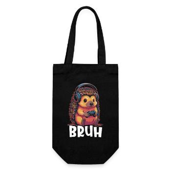 Gamer Igel mit Kopfhörern - Geschenkbeutel für Flaschen - Schwarz - Vorne