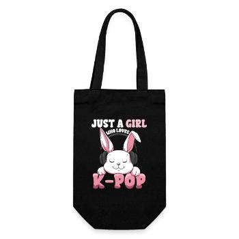 K-Pop Bunny  mit Kopfhörern - Geschenkbeutel für Flaschen - Schwarz - Vorne