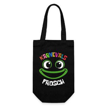 Karnevals Frosch | buntes Faschings Kostüm - Geschenkbeutel für Flaschen - Schwarz - Vorne