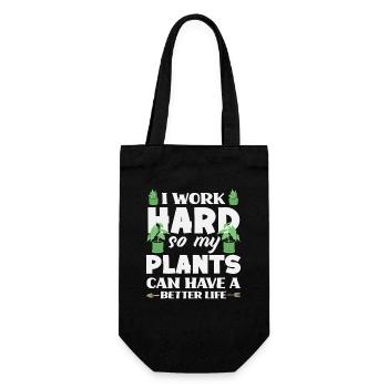 Work Hard Plant Lover Gerdener Gardening - Geschenkbeutel für Flaschen - Schwarz - Vorne