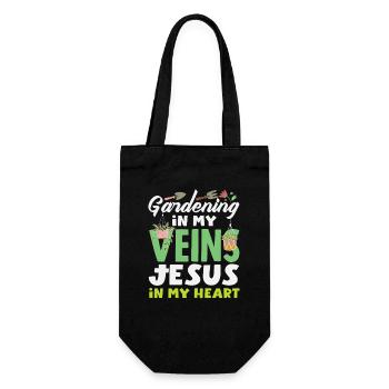 Gardening My Veins Jesus Plant Lover - Gift Bag for Bottles - black - Front