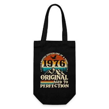 Original 1976 Jahrgang Retro Geburtstag Geschenk - Geschenkbeutel für Flaschen - Schwarz - Vorne
