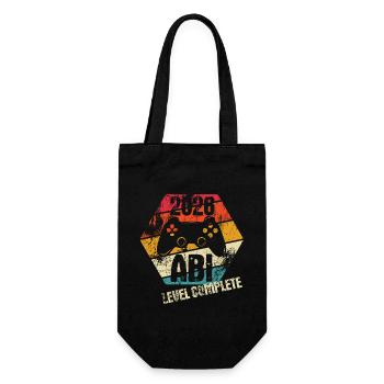 Abi 2026 - Abitur geschafft - Level Complete - Geschenkbeutel für Flaschen - Schwarz - Vorne