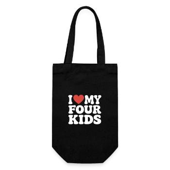 Ich liebe meine vier Kinder - Geschenkbeutel für Flaschen - Schwarz - Vorne