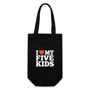 Ich liebe meine fünf Kinder - Geschenkbeutel für Flaschen - Schwarz - Vorne