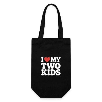 Ich liebe meine zwei Kinder - Geschenkbeutel für Flaschen - Schwarz - Vorne