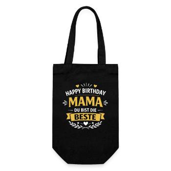 Beste Mama Geburtstags Goldmotiv - Geschenkbeutel für Flaschen - Schwarz - Vorne