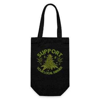 Support Your Local Farmer - Cannabis Blüte Outfit - Geschenkbeutel für Flaschen - Schwarz - Vorne