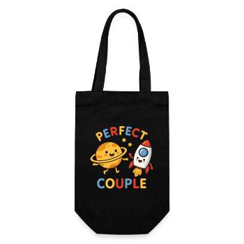 Perfect Couple: Planet and Rocket Adventure - Geschenkbeutel für Flaschen - Schwarz - Vorne