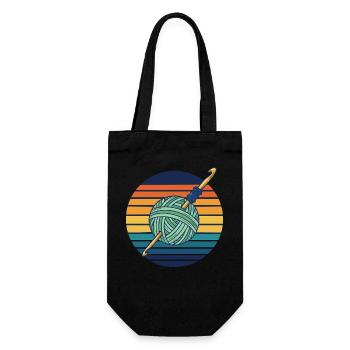 Funny Crochet Yarn Lovers Crochet Hook Retro - Gift Bag for Bottles - black - Front