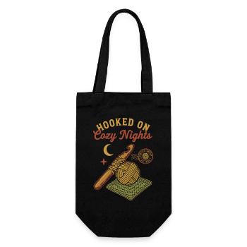 Hooked On Cozy Nights Crochet Lover Funny - Gift Bag for Bottles - black - Front