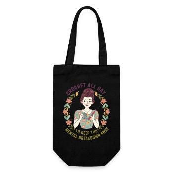 Crochet Lover crochet toute la journée Effondrement mental - Sac à bouteille - noir - Devant